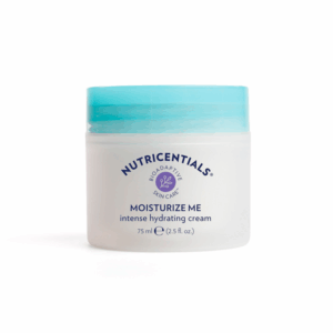 A Jar of Nu Skin Nutricentials Moisturize Me Intense Hydrating Cream in front of a white backdrop.