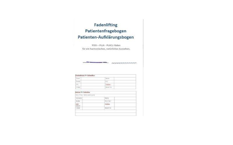 Patientenfragebogen-Fadenlifting