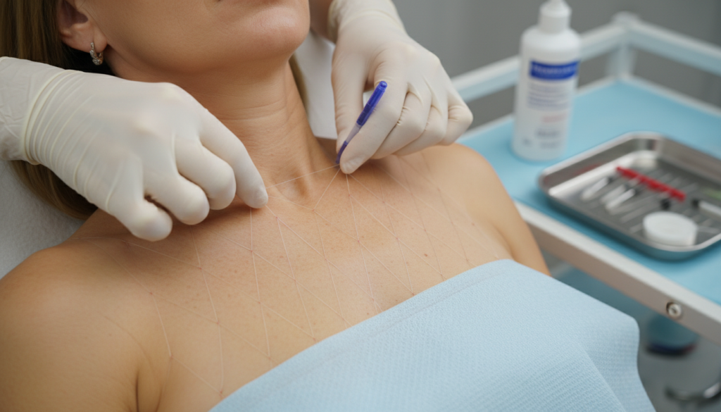 Fadenlifting Dekolleté: Behandlung von Fältchen