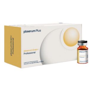 PBSerum Drain+ Hyaluronidase PB3000 Verpackung mit 10 Pulverfläschchen à 0,08 g für die professionelle Lymphdrainage