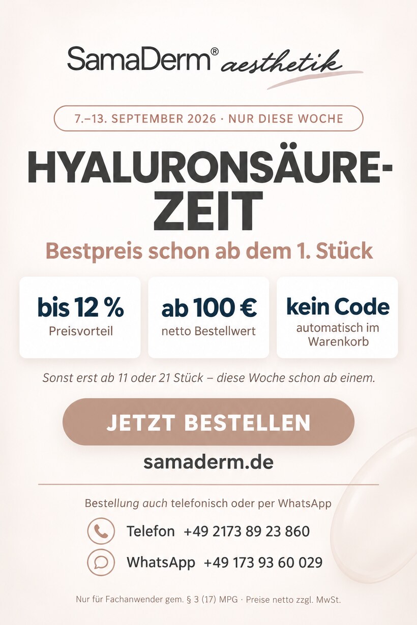 SamaDerm Hyaluronsäure-Zeit: Bestpreis schon ab dem ersten Stück, 7. bis 13. September 2026